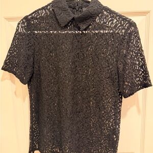 The Kooples Black Lace Collared Blouse